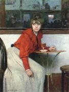 Ramon Casas chica in a bar painting